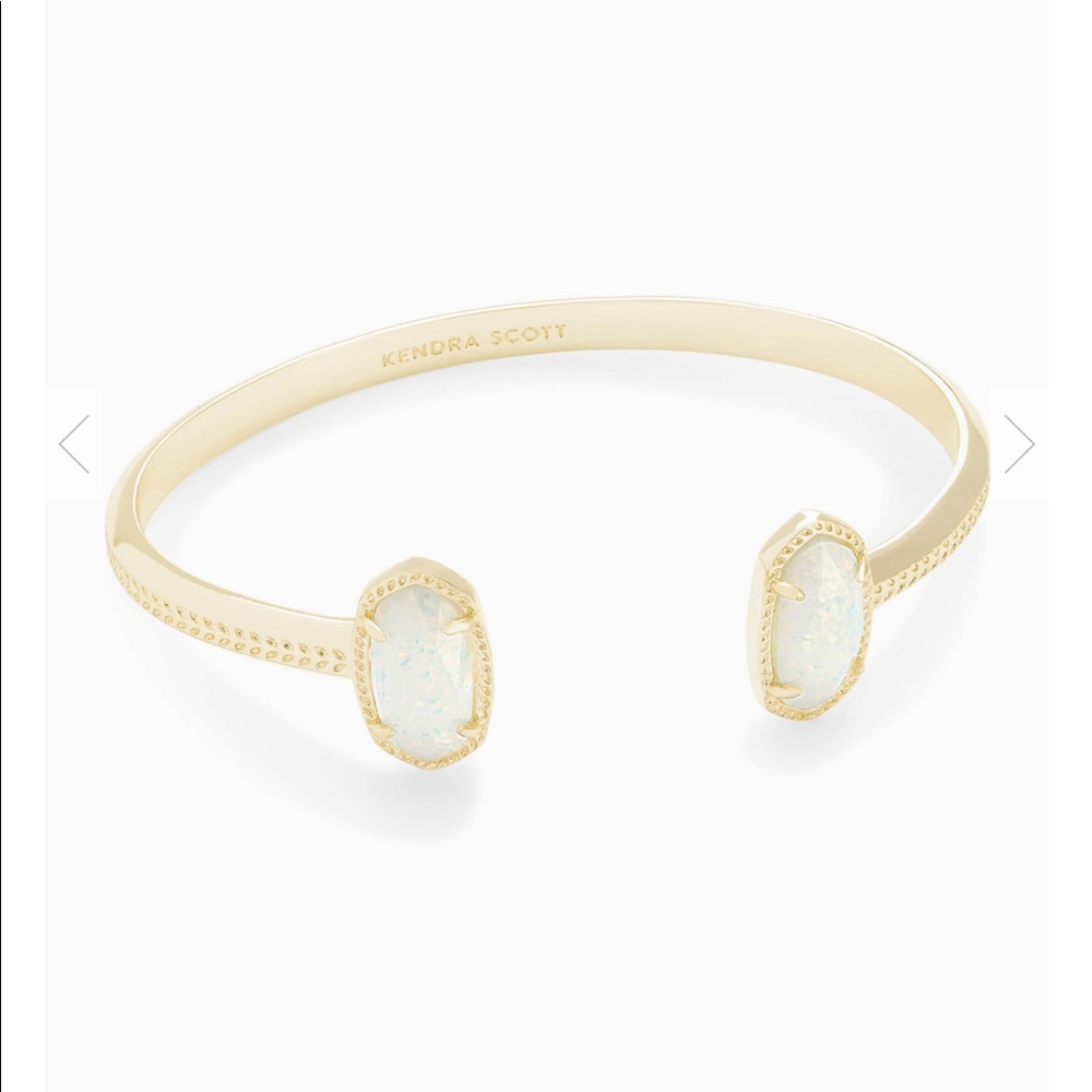 Kendra Scott Gold Cuff Bracelet in White Opal